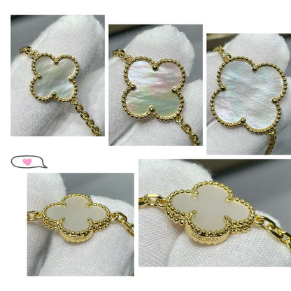 [⭐Shinejoy]CLOVER 16 MOTIF WHITE MOP GOLD NECKLACE