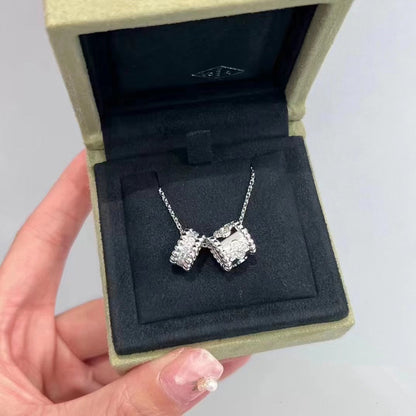 [⭐Shinejoy]PERLEE DOUBLE PENDANT SILVER DIAMOND NECKLACE
