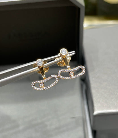 [⭐Shinejoy]MOVE UNO PINK GOLD DIAMOND EARRINGS