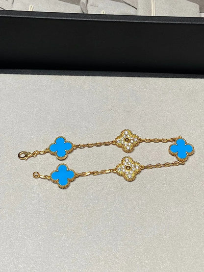 [⭐Shinejoy] CLOVER 5 MOTIF BLUE AGATE BRACELET COLLECTION
