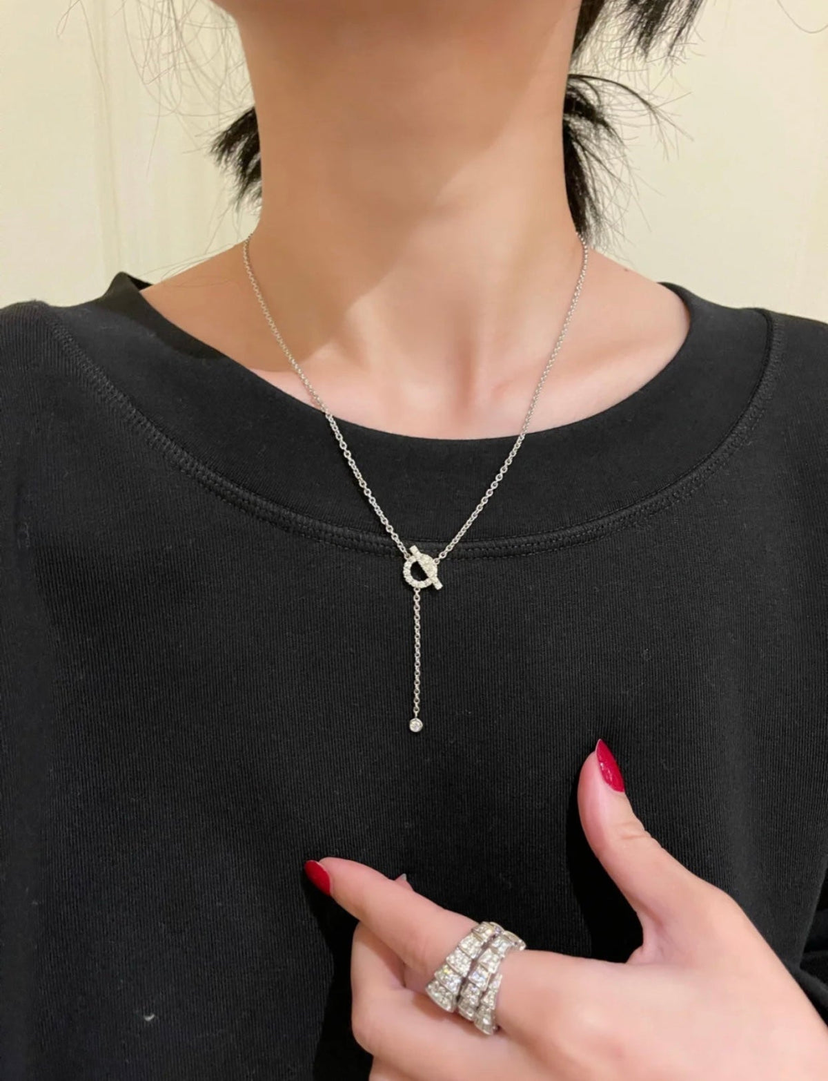 [⭐Shinejoy]FINESSE SILVER DIAMOND NECKLACE
