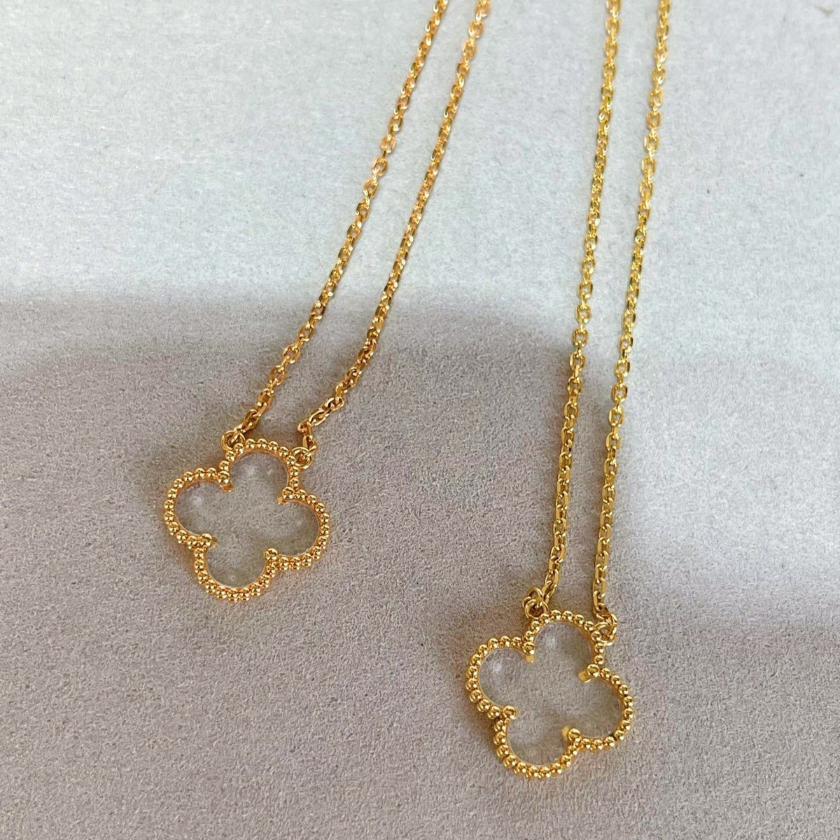 [⭐Shinejoy]CLOVER ROCK CRYSTAL ROSE GOLD NECKLACE