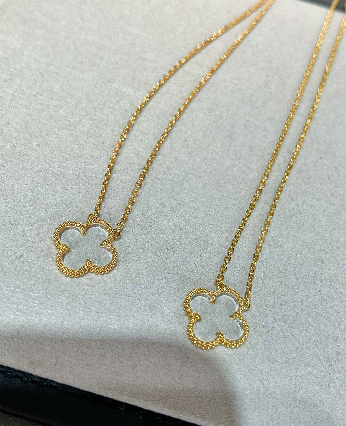 [⭐Shinejoy]CLOVER ROCK CRYSTAL ROSE GOLD NECKLACE