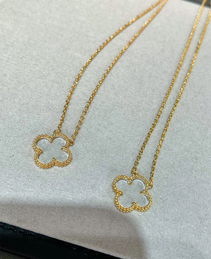 [⭐Shinejoy]CLOVER ROCK CRYSTAL ROSE GOLD NECKLACE