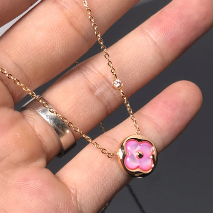 [⭐Shinejoy]COLOR BLOSSOM PINK MOP SUN GOLD NECKLACE