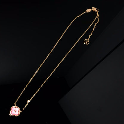 [⭐Shinejoy]COLOR BLOSSOM PINK MOP SUN GOLD NECKLACE