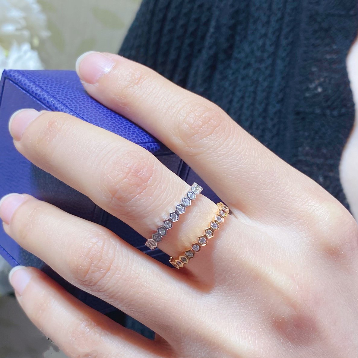 [⭐Shinejoy]BEE LOVE DIAMOND PAVED SMALL RING