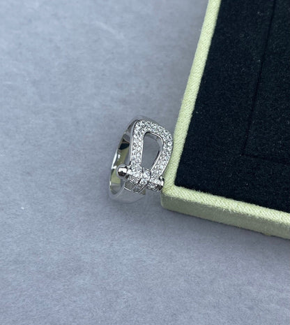 [⭐Shinejoy]Wide Hoof-Shaped Diamond-Studded Ring