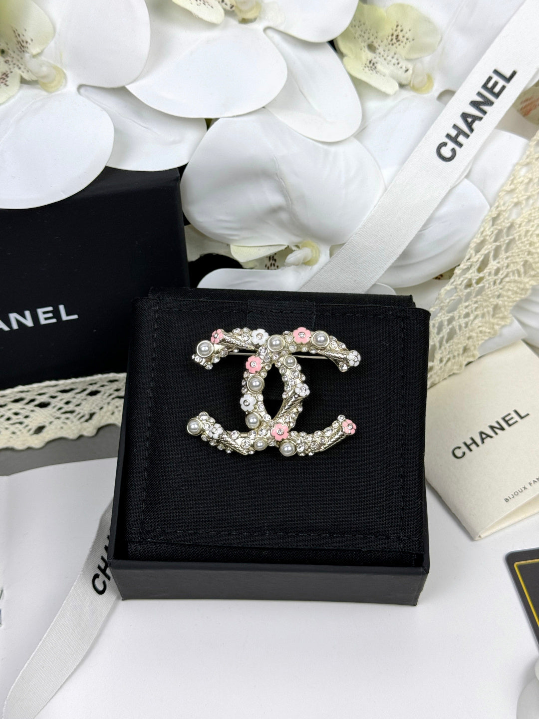 [⭐Shinejoy]26C Pink-White Enamel Ice Cream Cone Double C Brooch