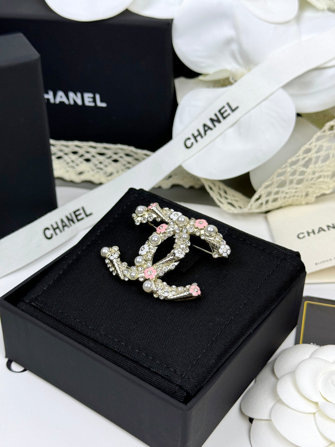 [⭐Shinejoy]26C Pink-White Enamel Ice Cream Cone Double C Brooch