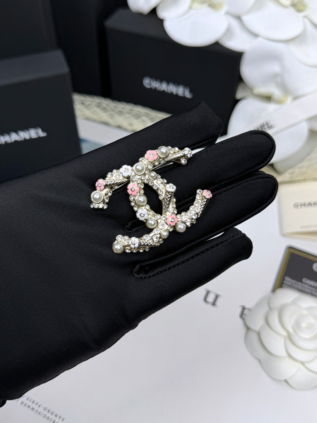 [⭐Shinejoy]26C Pink-White Enamel Ice Cream Cone Double C Brooch