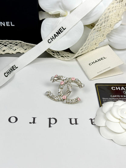 [⭐Shinejoy]26C Pink-White Enamel Ice Cream Cone Double C Brooch