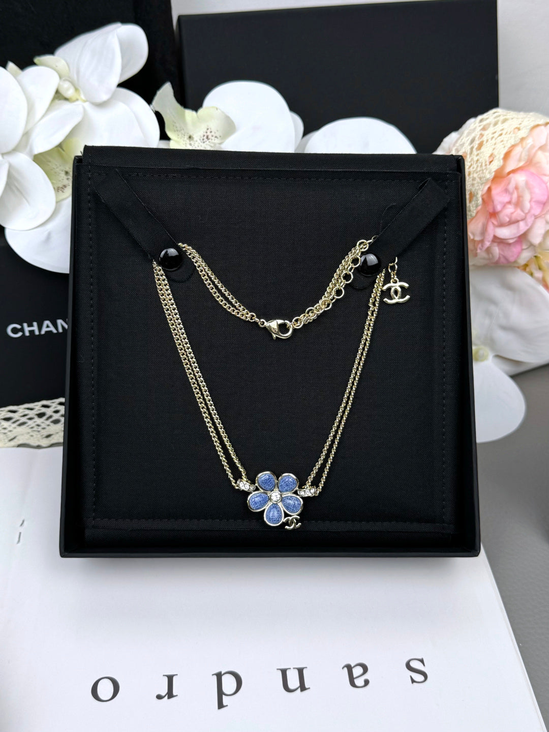 [⭐Shinejoy]New Blue Floral Double-Layer Necklace