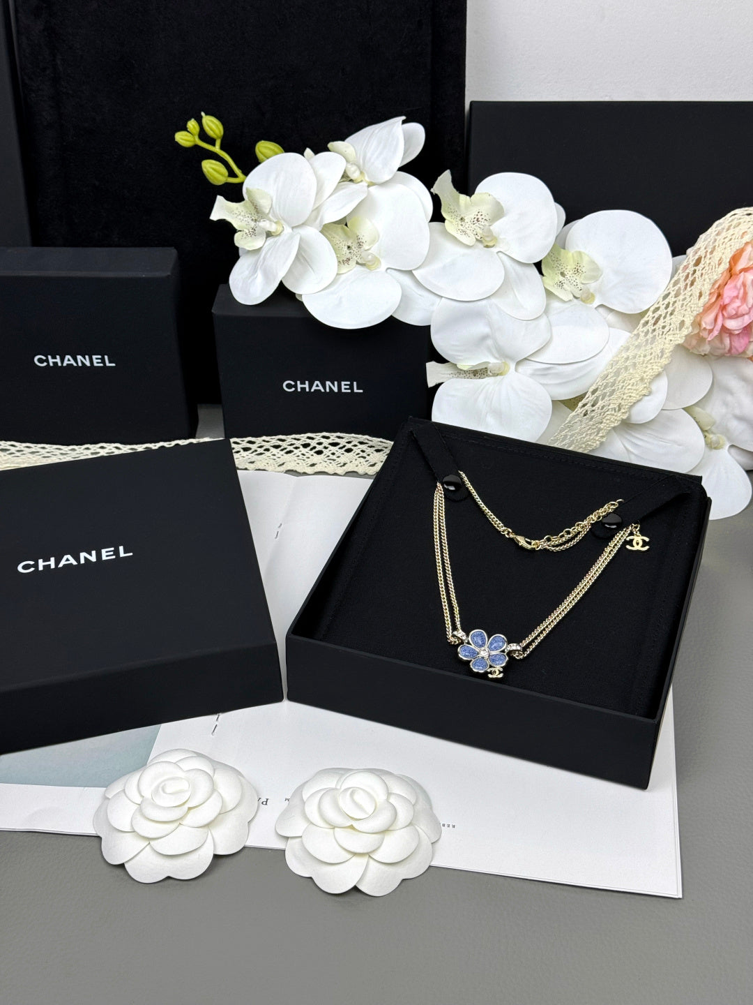 [⭐Shinejoy]New Blue Floral Double-Layer Necklace