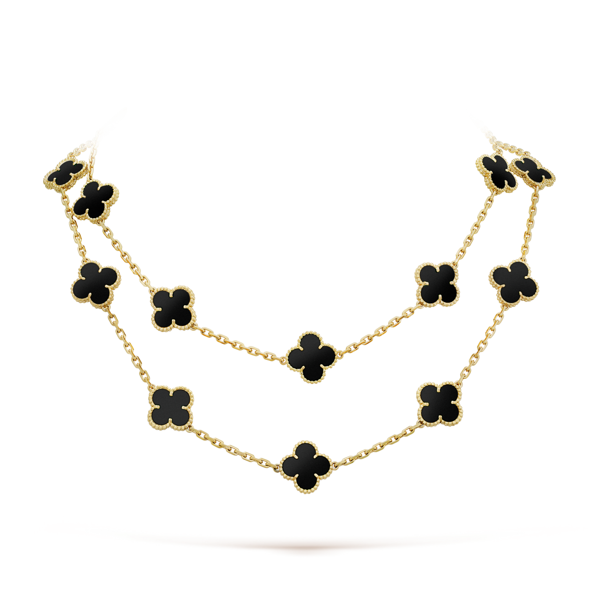 [⭐Shinejoy]CLOVER 20 MOTIFS ONYX NECKLACE