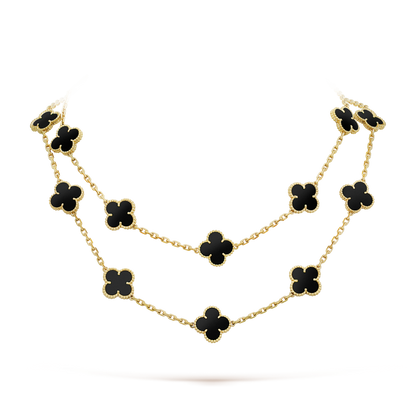 [⭐Shinejoy]CLOVER 20 MOTIFS ONYX NECKLACE