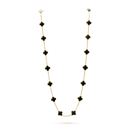 [⭐Shinejoy]CLOVER 20 MOTIFS ONYX NECKLACE