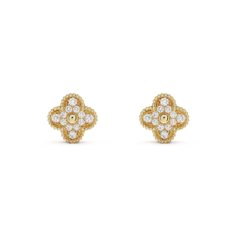 [⭐Shinejoy]CLOVER MEDIUM 1 MOTIFS FUll DIAMOND EARRINGS