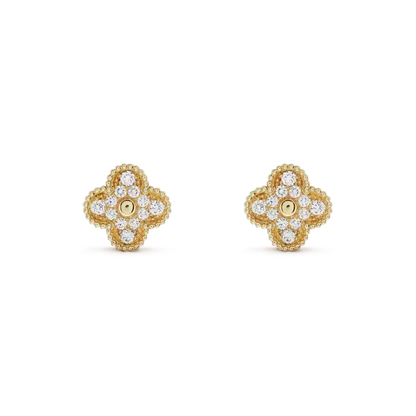 [⭐Shinejoy]CLOVER MEDIUM 1 MOTIFS FUll DIAMOND EARRINGS