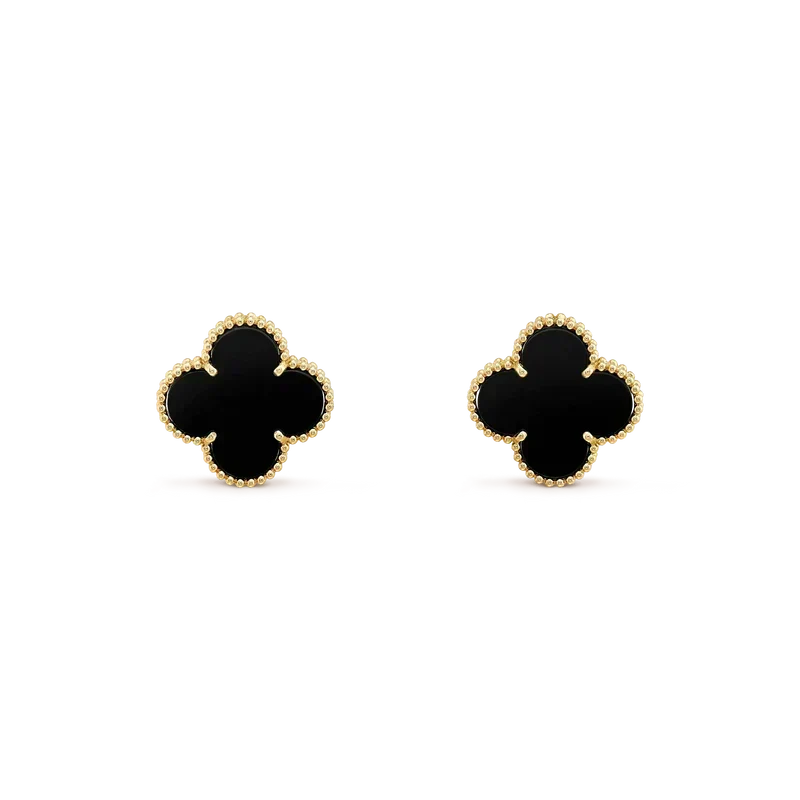 [⭐Shinejoy]CLOVER MEDIUM 1 MOTIFS  ONYX STUD EARRINGS