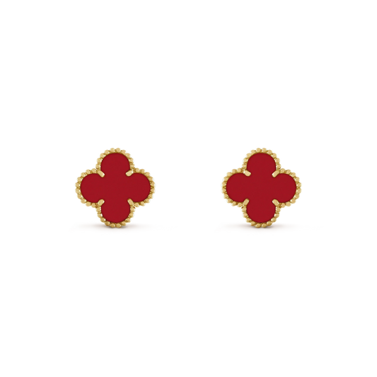 [⭐Shinejoy]CLOVER MINI 9.5MM CARNELIAN EARRINGS