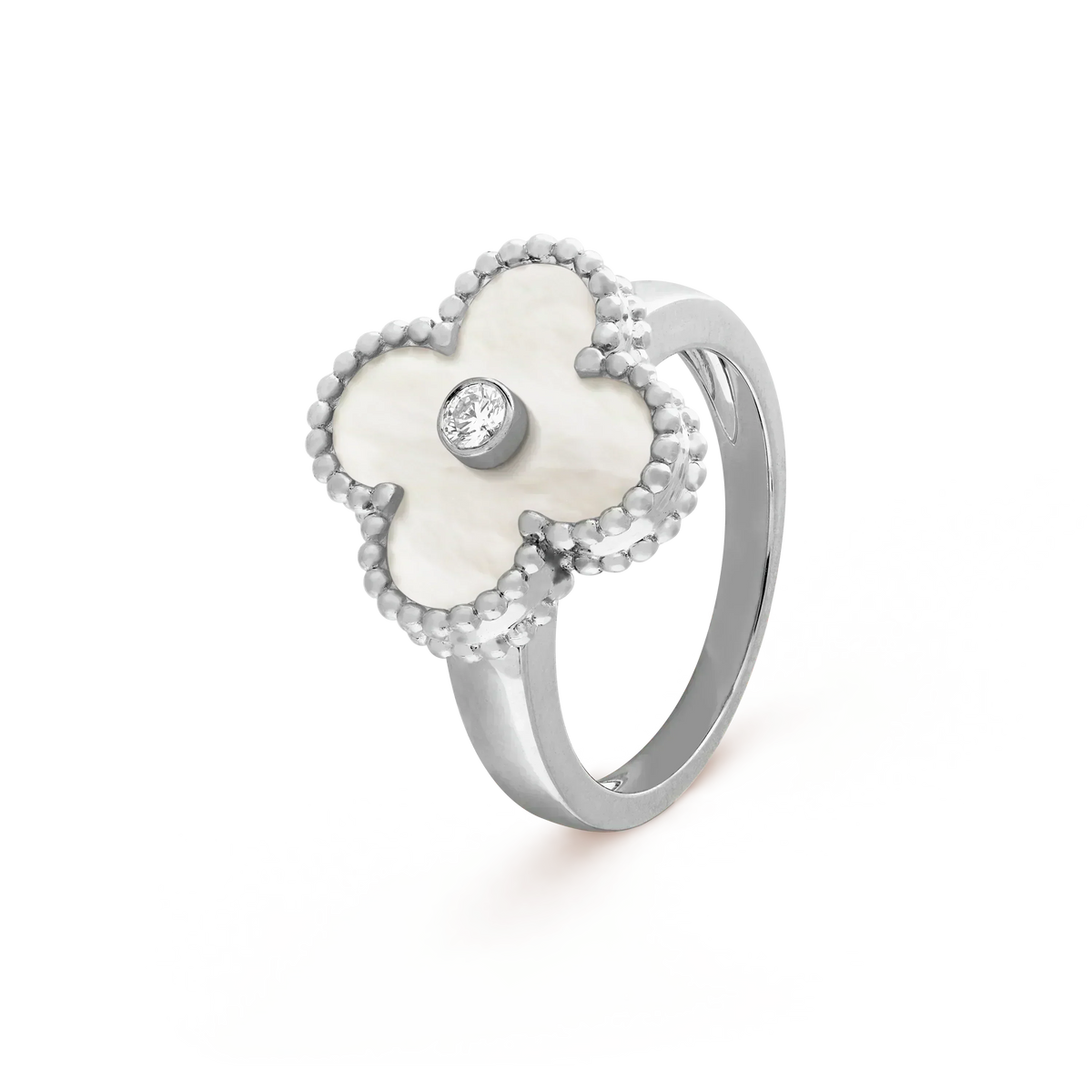 [⭐Shinejoy]CLOVER SILVER MOP DIAMOND RING