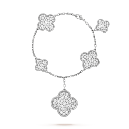 [⭐Shinejoy]CLOVER 6 MOTIFS SILVER DIAMOND BRACELET