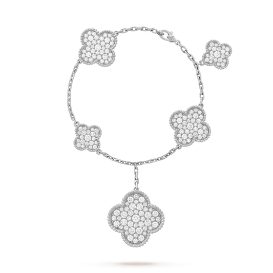 [⭐Shinejoy]CLOVER 6 MOTIFS SILVER DIAMOND BRACELET