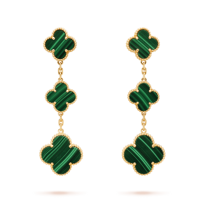 [⭐Shinejoy]CLOVER MALACHITE 3 MOTIFS GOLD