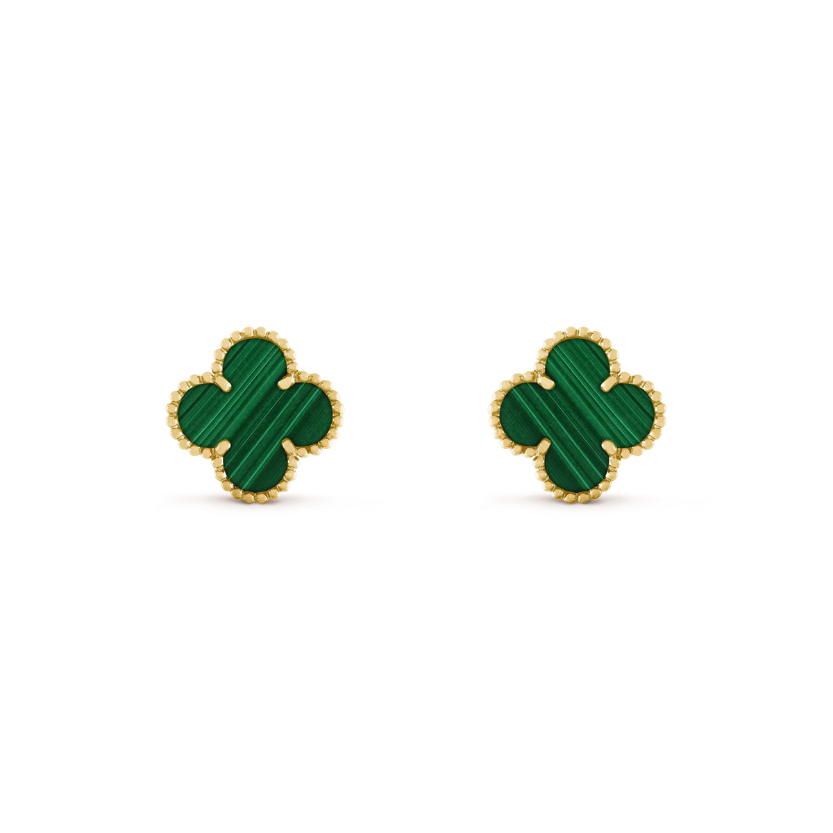 [⭐Shinejoy]CLOVER MEDIUM 1 MOTIFS MALACHITE  EARRINGS