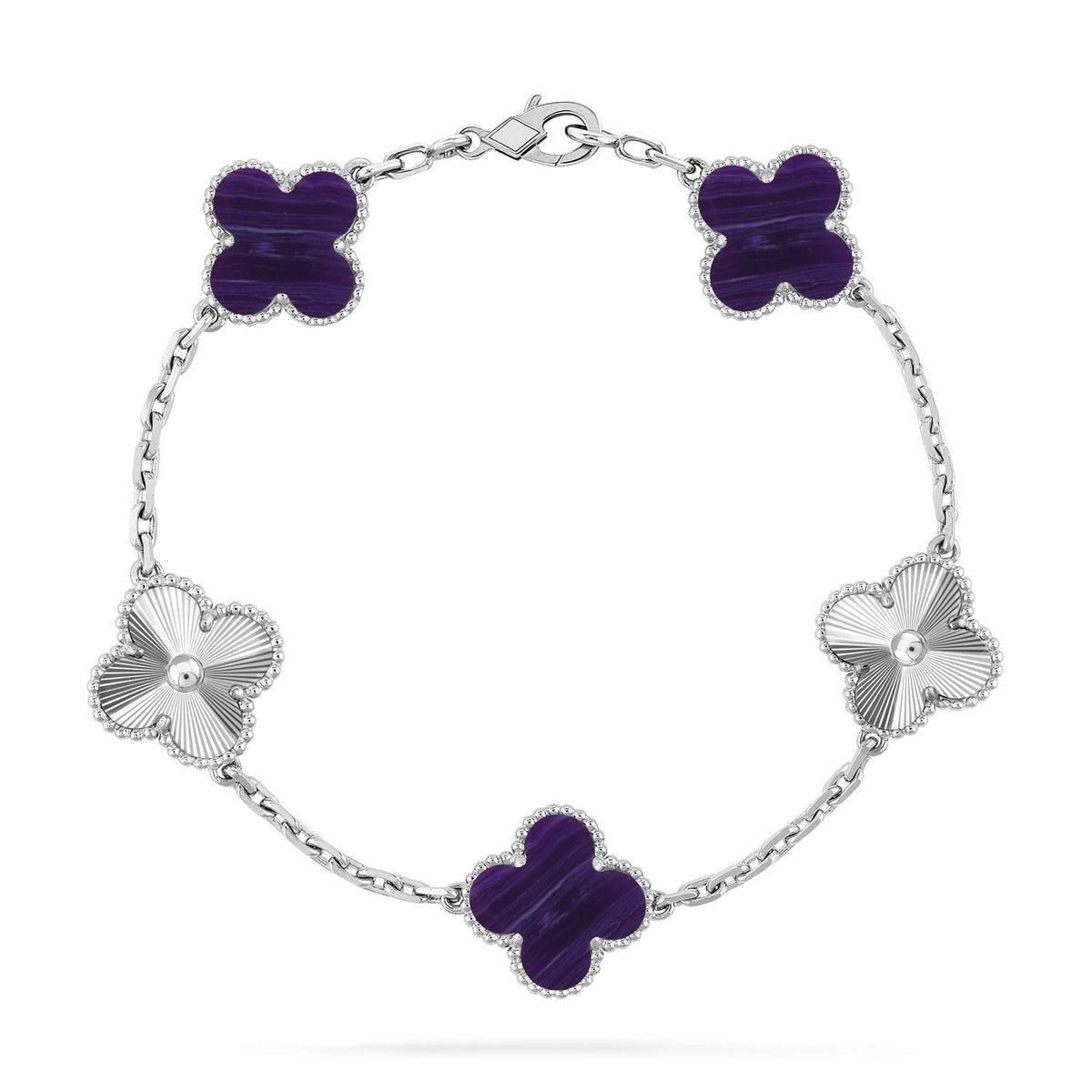[⭐Shinejoy]CLOVER 5 MOTIF PURPLE STRIPES BRACELET COLLECTION