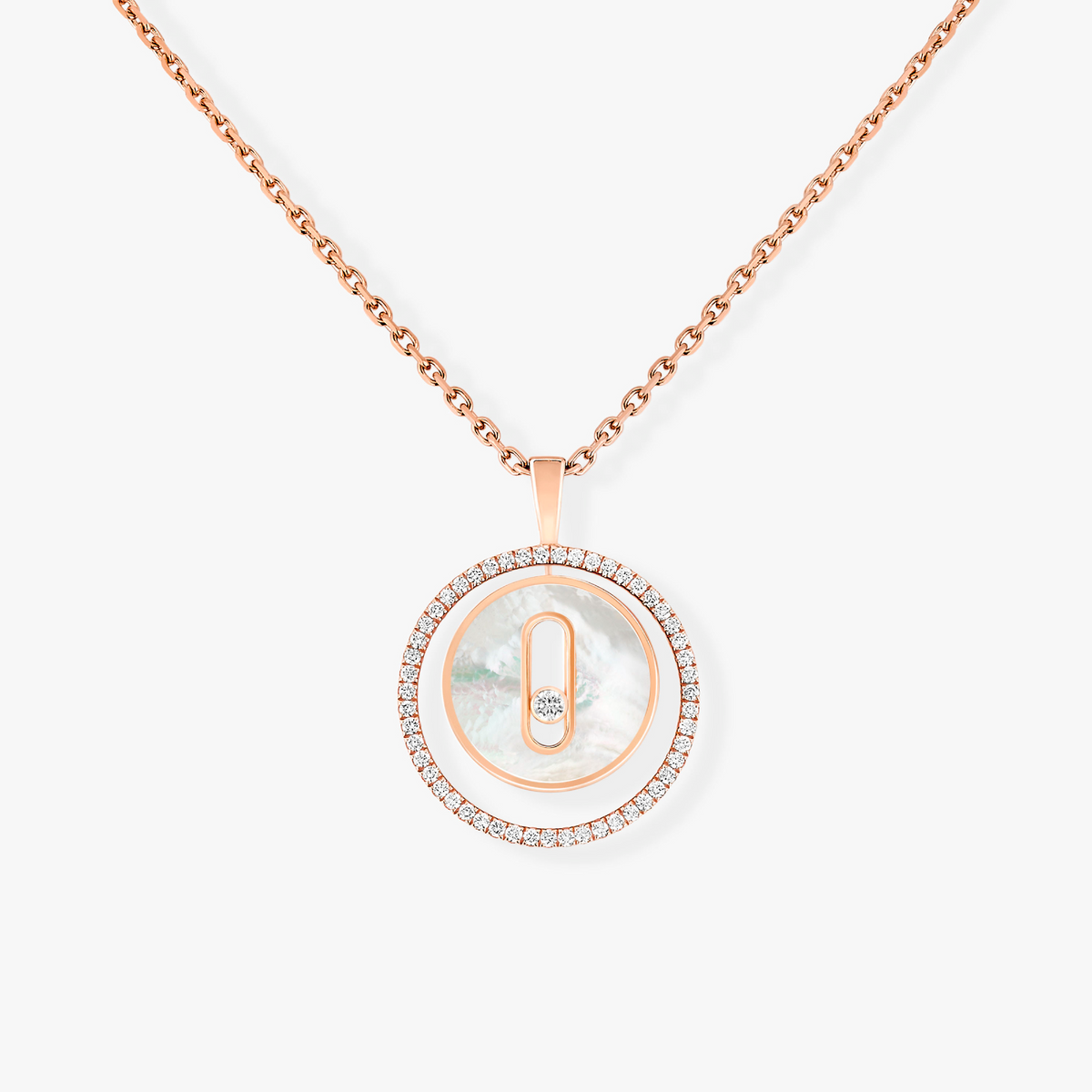 [⭐Shinejoy]Demo MOVE 1 DIAMOND WHITE MOTHER OF PEARL PINK GOLD DIAMOND NECKLACE