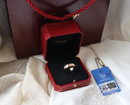 [⭐Shinejoy]LOVE RING 5.5MM 6 DIAMONDS PINK GOLD