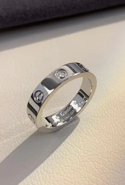 [⭐Shinejoy]LOVE RING 4MM 1 DIAMOND SILVER