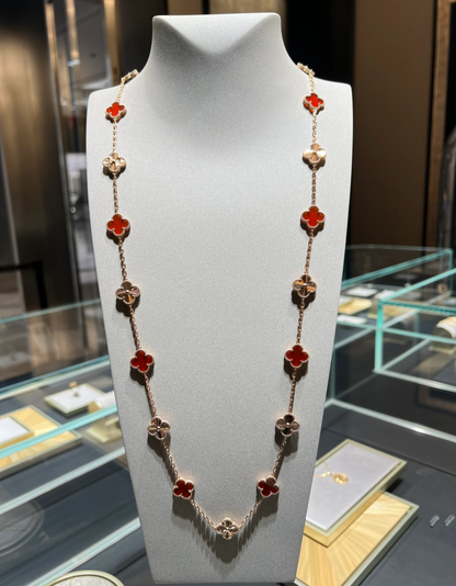 [⭐Shinejoy]CLOVER 20 MOTIFS LASER CARNELIAN NECKLACE
