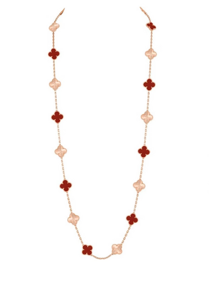 [⭐Shinejoy]CLOVER 20 MOTIFS LASER CARNELIAN NECKLACE