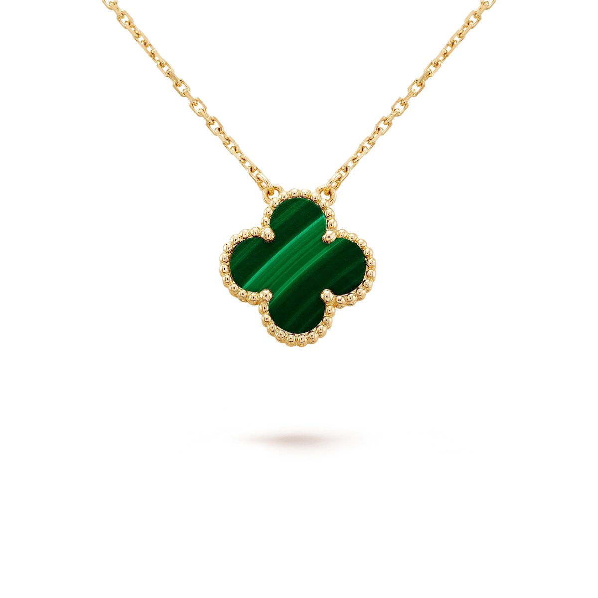 [⭐Shinejoy]CLOVER 15MM MALACHITE SINGLE FLOWER  NECKLACE