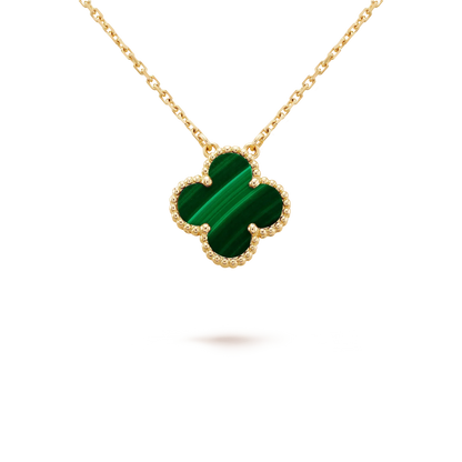 [⭐Shinejoy]CLOVER 15MM MALACHITE SINGLE FLOWER  NECKLACE