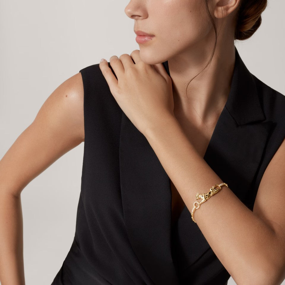 [⭐Shinejoy]PANTHERE HALF DIAMOND ON CHAIN BRACELET