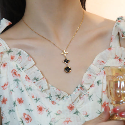 [⭐Shinejoy]STAR AND SUN ONYX PINK GOLD NECKLACE