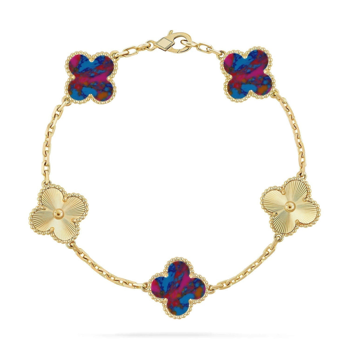 [⭐Shinejoy]CLOVER 5 MOTIF COLOR GEMSTONES BRACELET COLLECTION