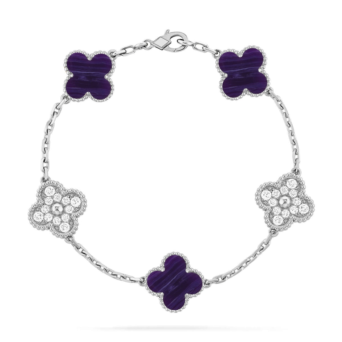 [⭐Shinejoy]CLOVER 5 MOTIF PURPLE STRIPES BRACELET COLLECTION