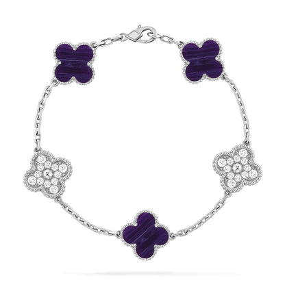 [⭐Shinejoy]CLOVER 5 MOTIF PURPLE STRIPES BRACELET COLLECTION