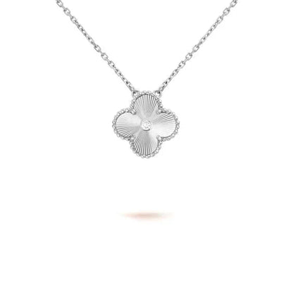[⭐Shinejoy]CLOVER  15MM DIAMOND LASER NECKLACE SILVER