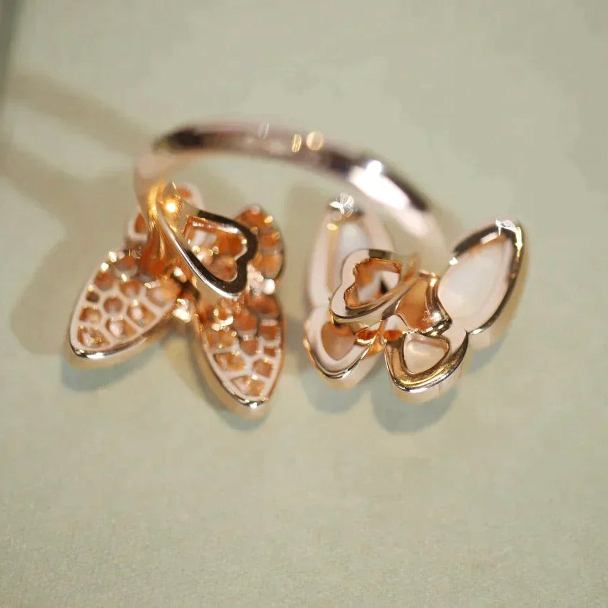 [⭐Shinejoy]TWIN BUTTERFLY DIAMOND MOP RING
