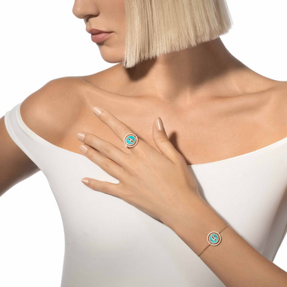 [⭐Shinejoy]Demo MOVE TURQUOISE PINK GOLD DIAMOND BRACELET