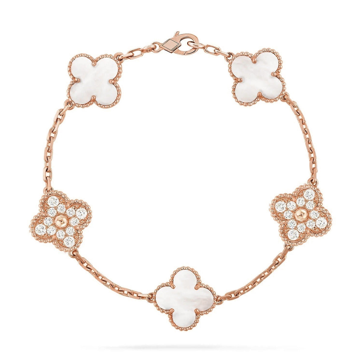[⭐Shinejoy]CLOVER WHITE PEARL MOP 5 MOTIF BRACELET COLLECTION