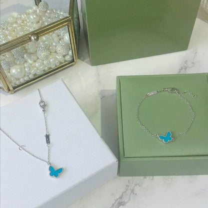 [⭐Shinejoy]BUTTERFLY TURQUOISE BUTTERFLY BRACELET SILVER
