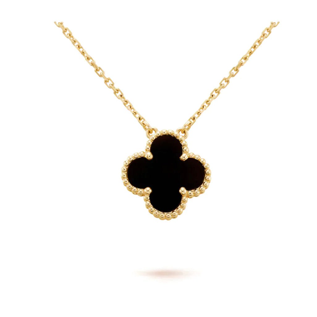 [⭐Shinejoy]CLOVER 15MM BLACK ONYX SINGLE FLOWER NECKLACE
