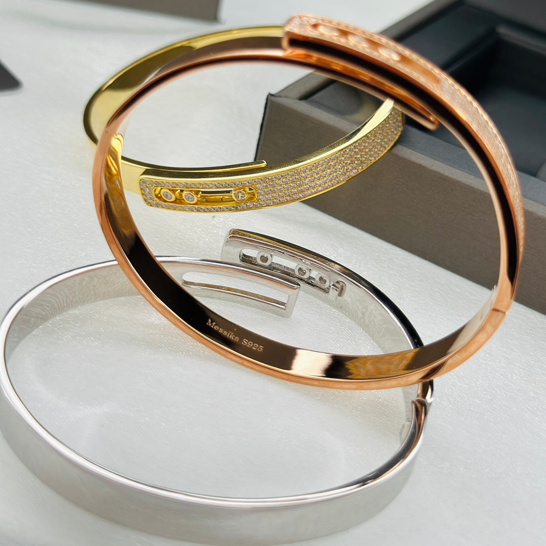 [⭐Shinejoy]Move Noa Rose Gold Pavé Diamond Bangle Bracelet